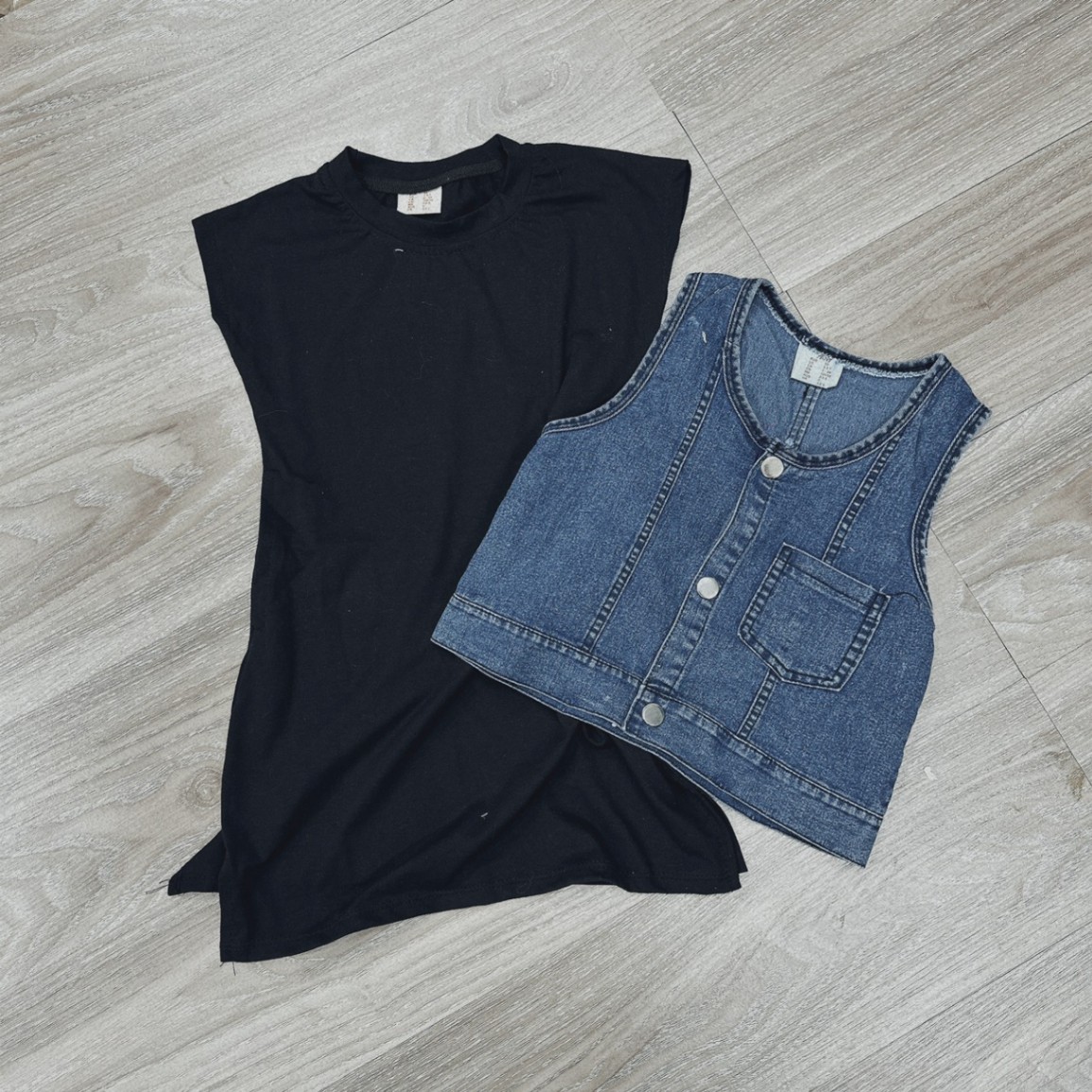 SET VÁY COTTON MIX ÁO GILE JEAN CHO BÉ GÁI