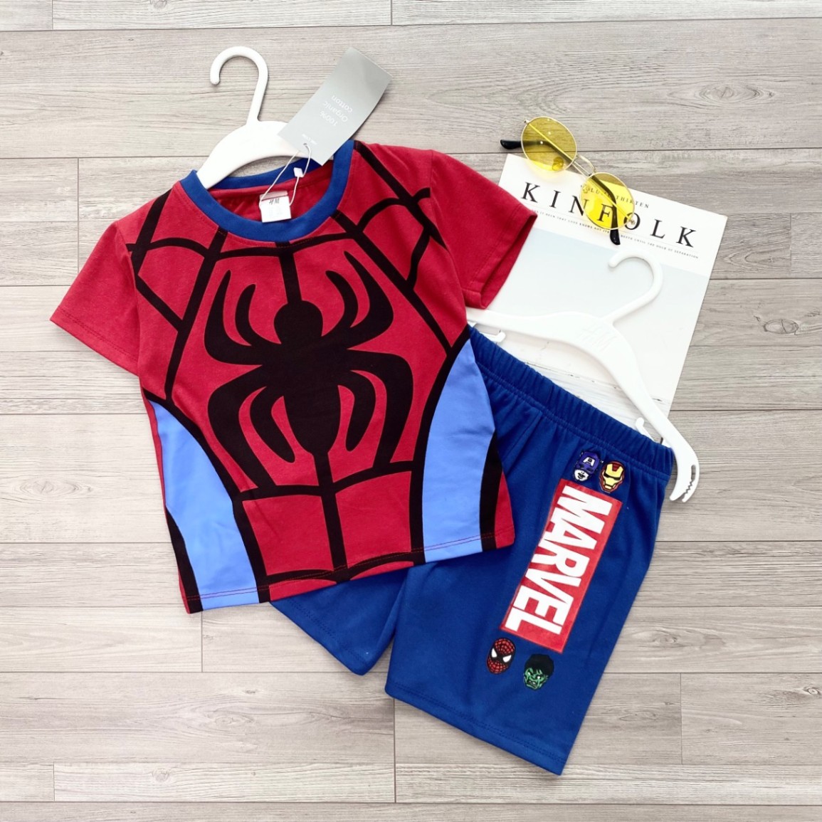 (SZ NHÍ) SET NHỆN ĐỎ MARVEL QUẦN XANH