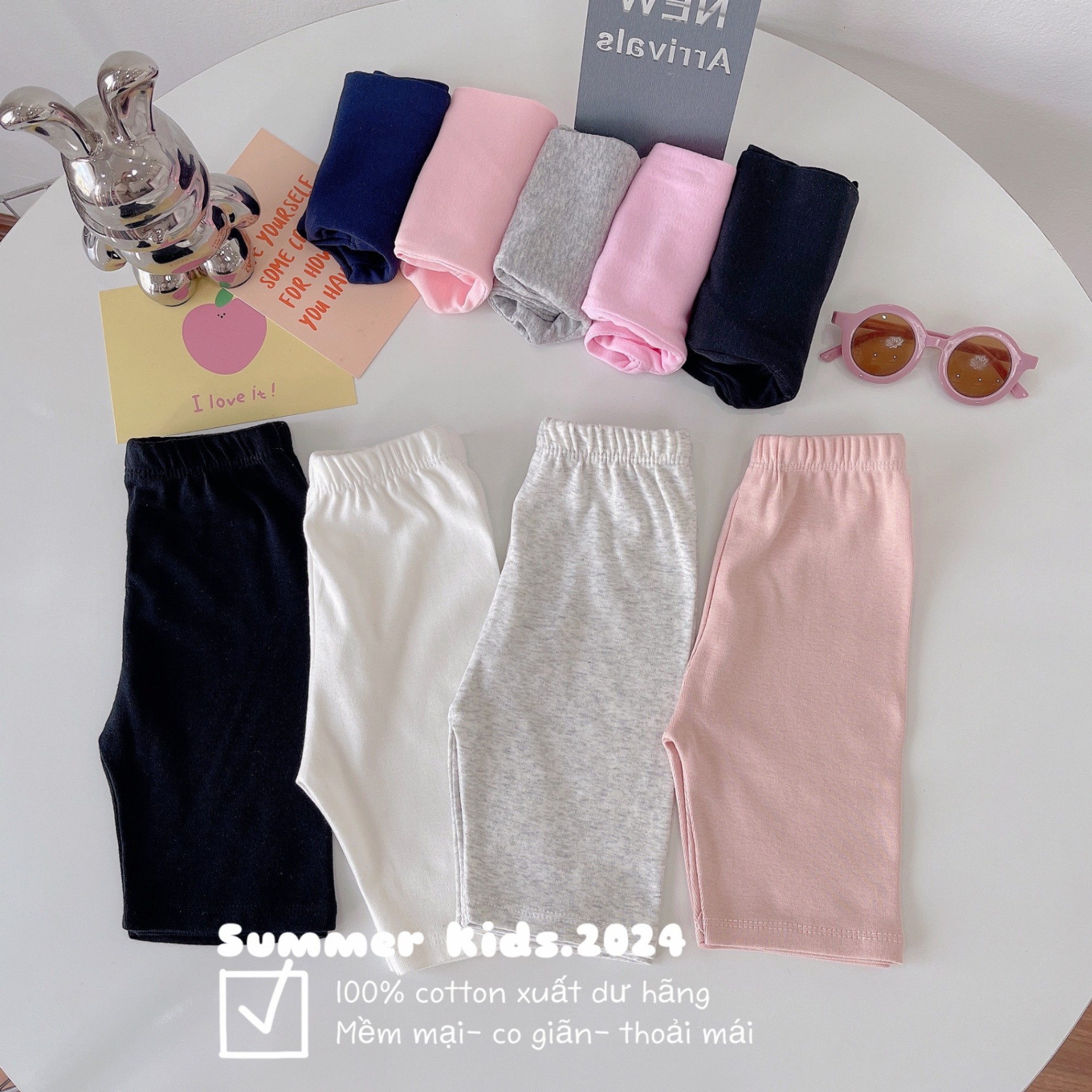 Set 4 quần legging cotton xuất dư 4 màu