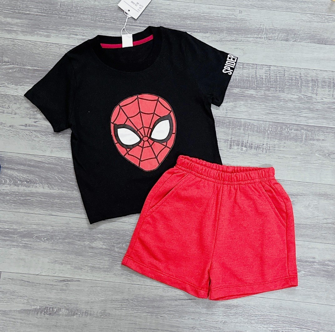 Set bộ siêu nhân nhện áo đen quần đỏ bé trai VNXK