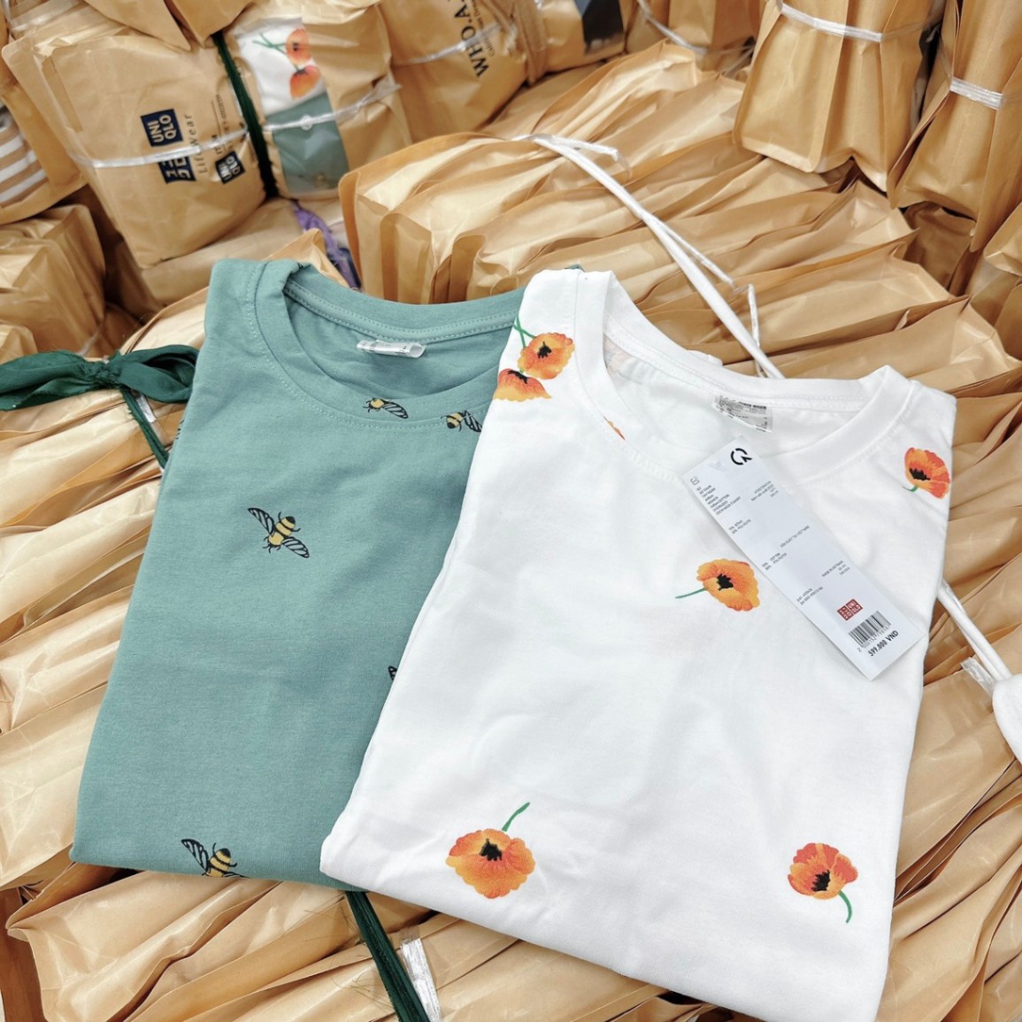 SET 2 ÁO HOA XANH TRẮNG