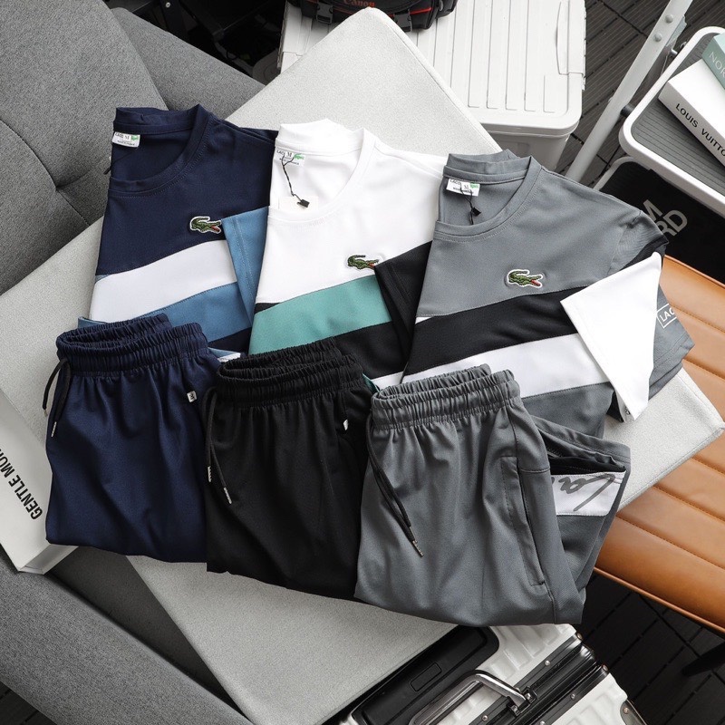 BỘ LACOSTE CỔ TRÒN 3 MÀU CHO NAM