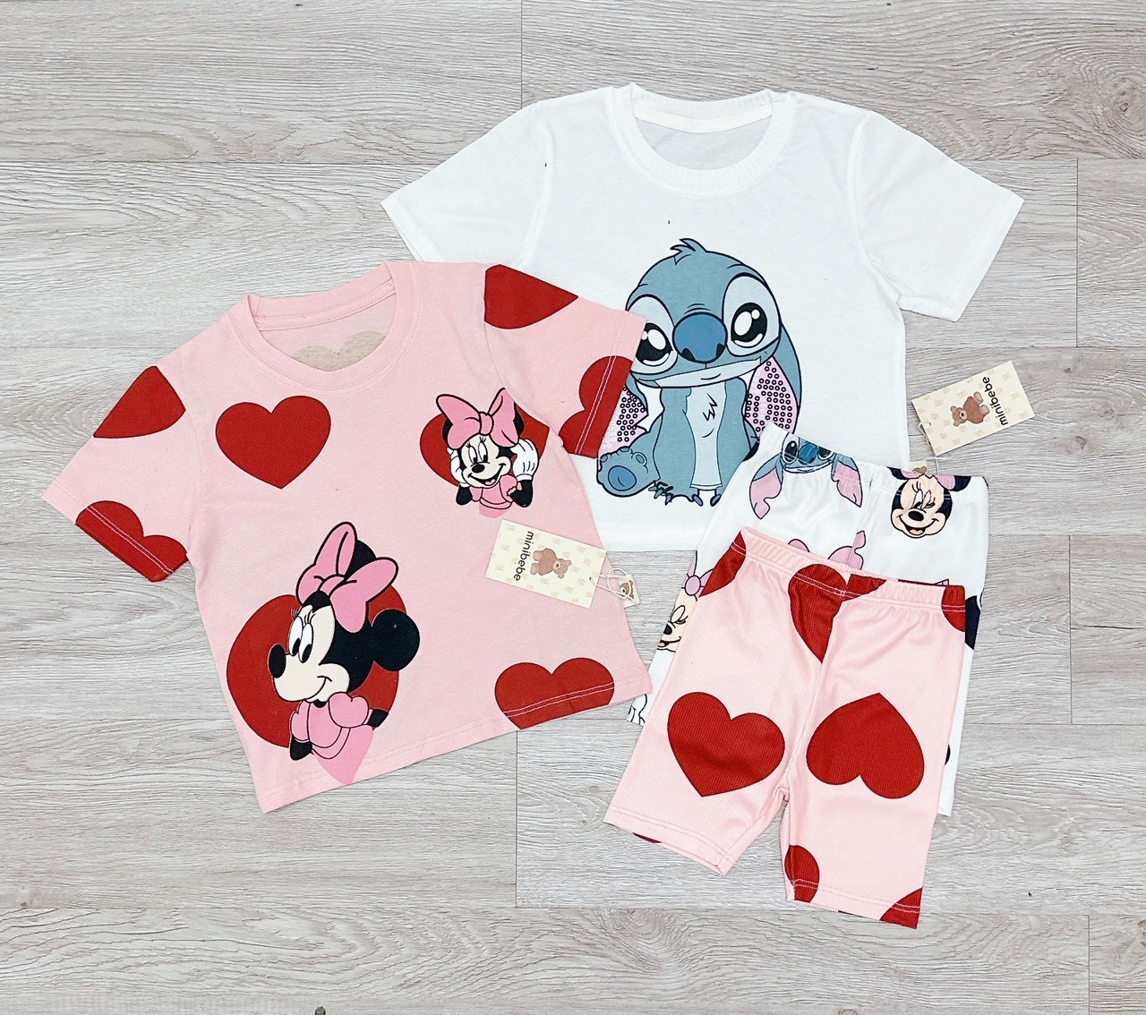 Combo 2 bộ MICKEY TÍM ĐỎ - STICK legging cộc trẻ em VNXK