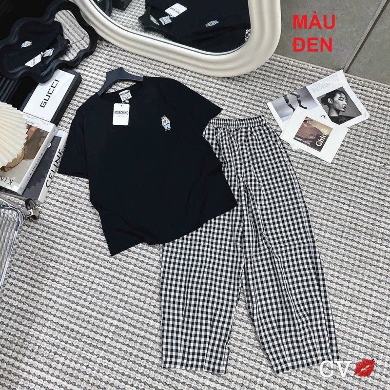BỘ QUẦN KẺ THÊU GẤU WHO NỮ