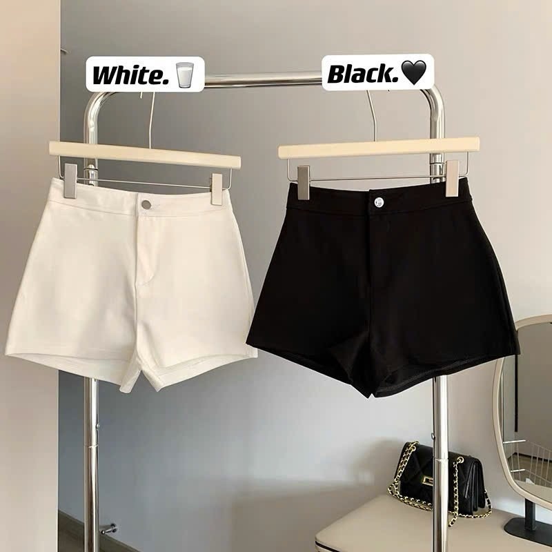 Quần short Umi trơn cạp cao 2 MÀU ĐEN TRẮNG