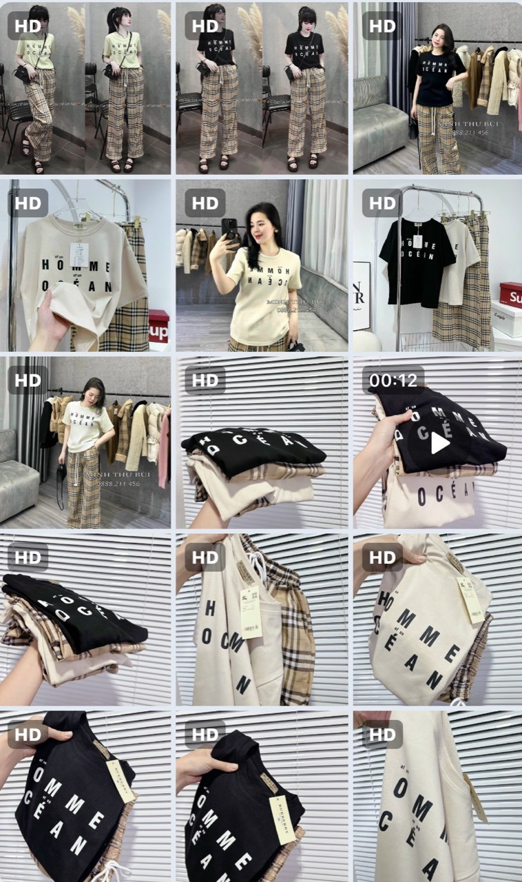 Set bộ BBR quần kẻ siu nét 2 màu đen/be
