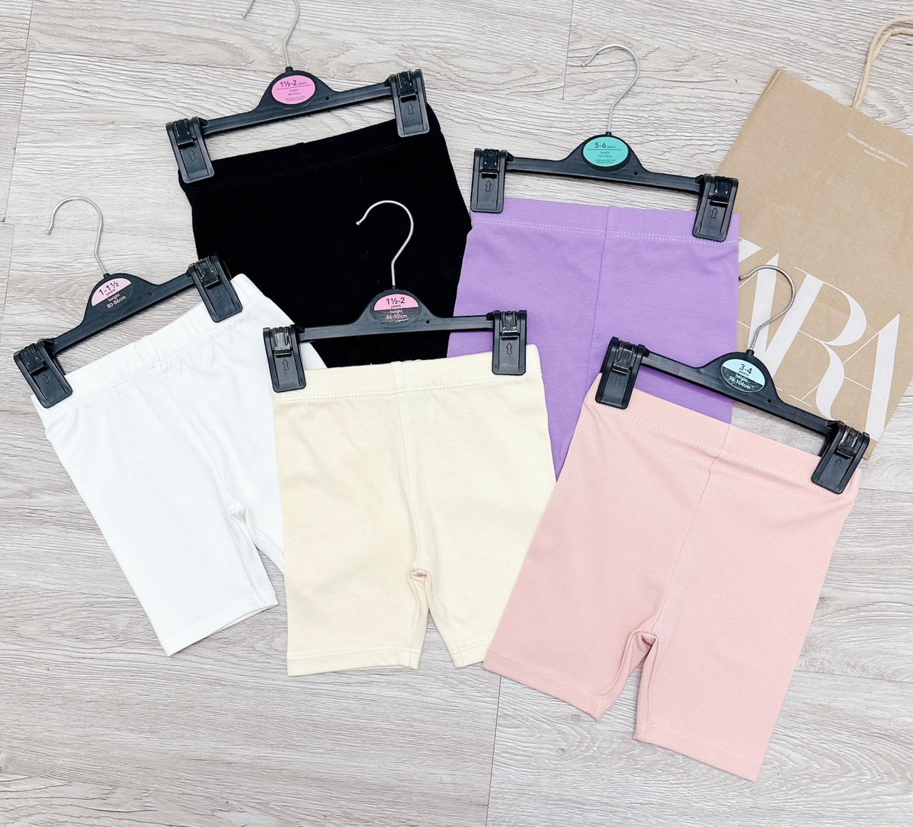 Combo 5 legging đùi bé gái vnxk bảng màu pastel
