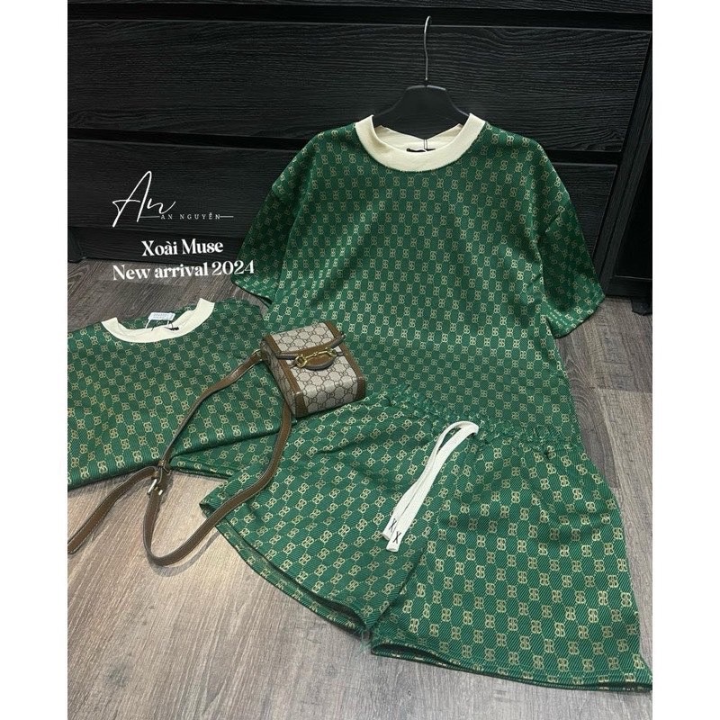 BỘ GUCCI IN TRÀN XANH NAM/NỮ