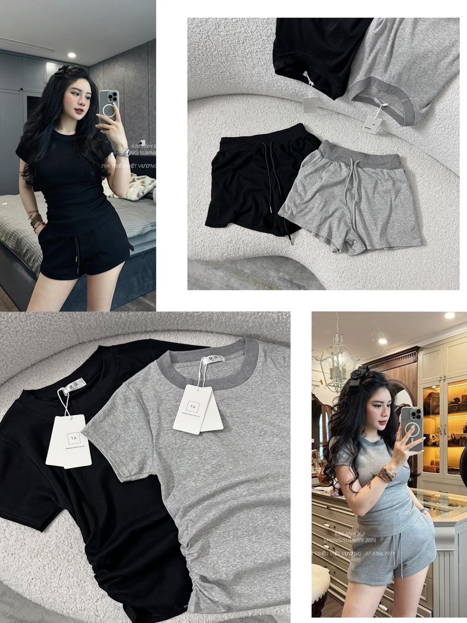 Set zip basic 2 màu đen ghi cho nữ