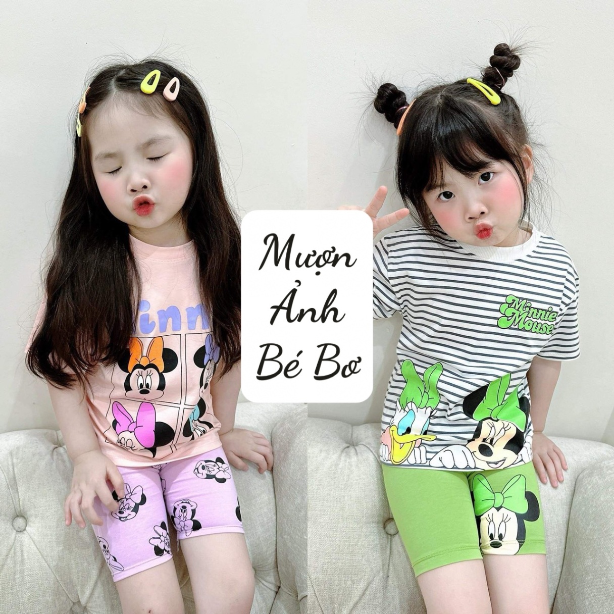 saleeeee SET 2 BỘ MICKEY/MINNIE MIX QUẦN LG CHO BÉ GÁI (sz 100-150)