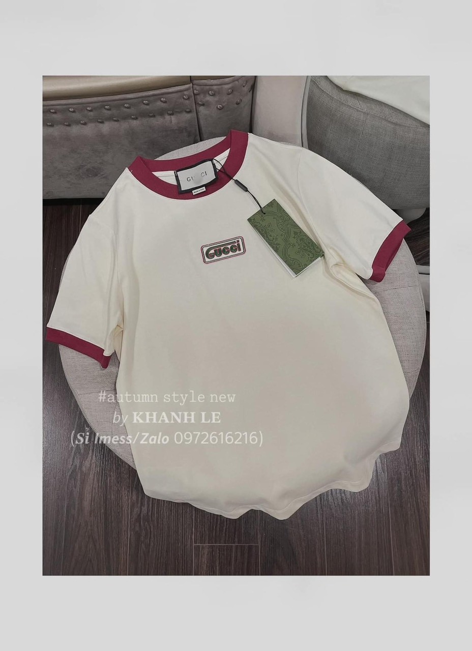 Áo phông GUCCI thêu nổi CỔ VIỀN ĐỎ