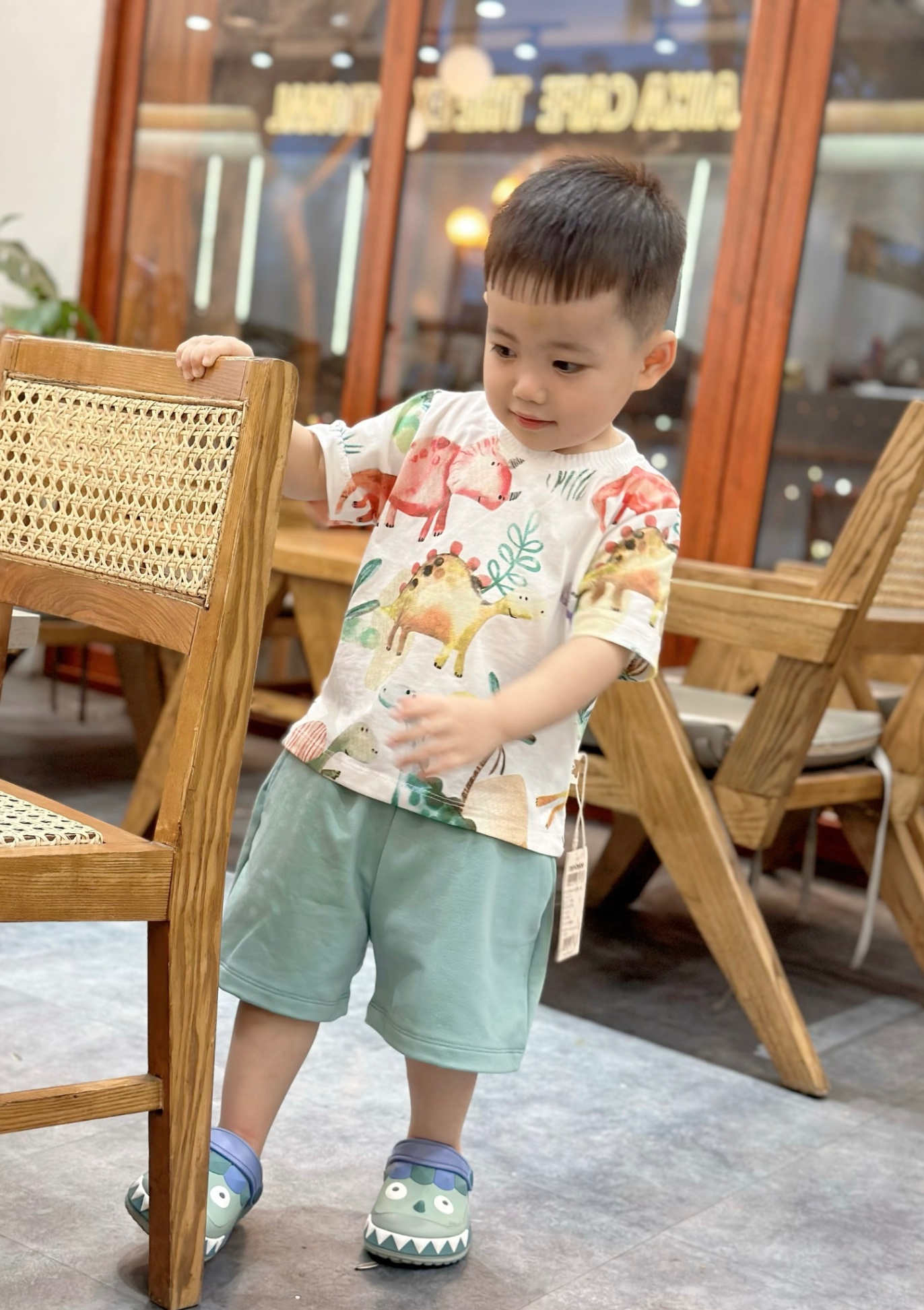 SET KHỦNG LONG CAM QUẦN XANH