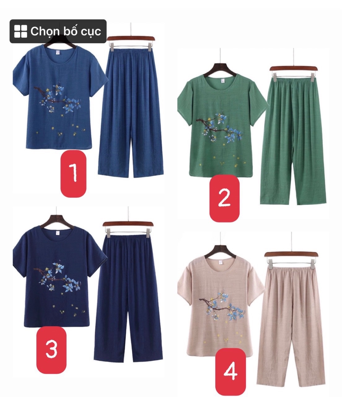 BỘ ĐŨI LỬNG THÊU HOA