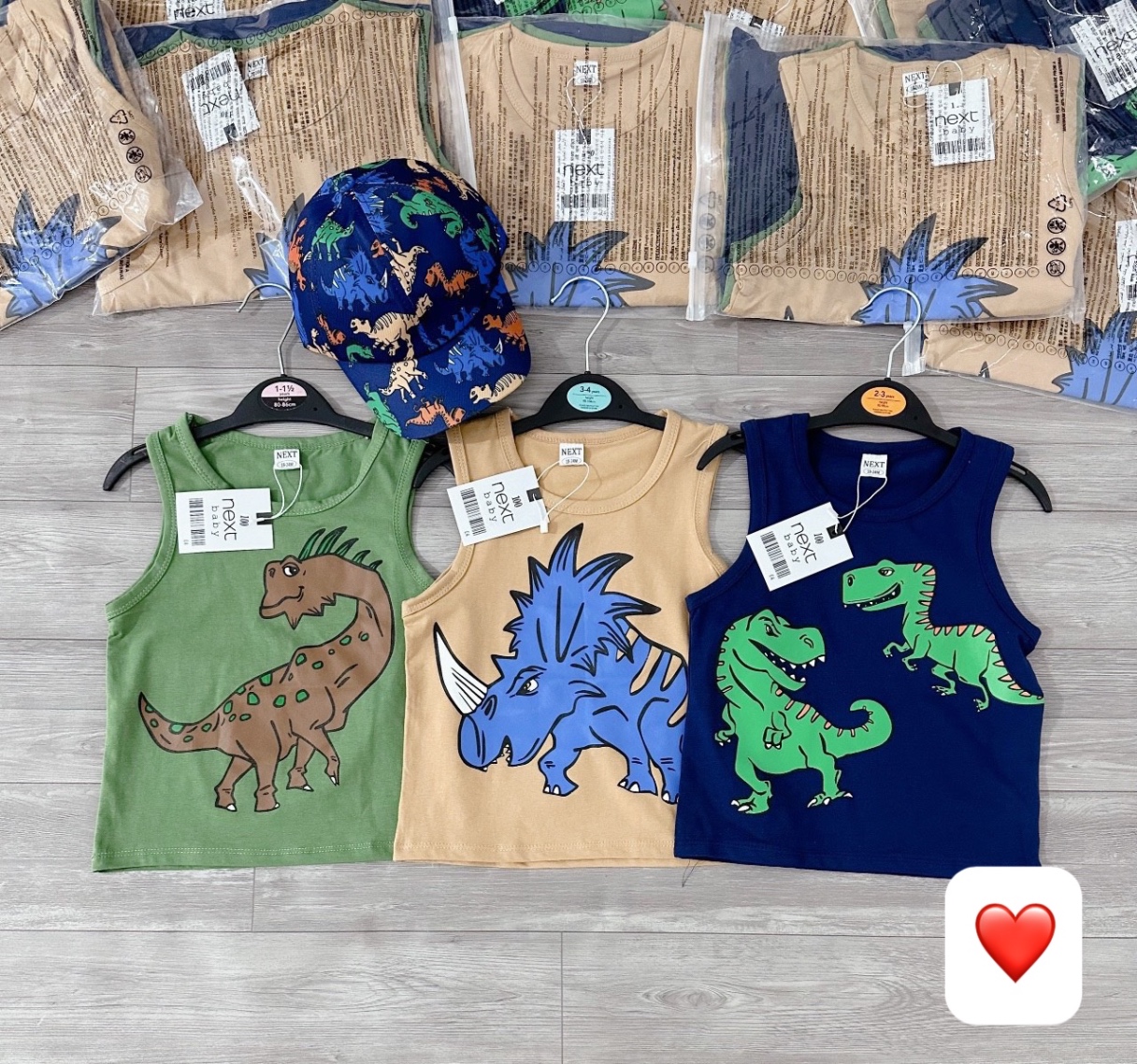 SET 3 ÁO SÁT NÁCH KHỦNG LONG KÈM MŨ