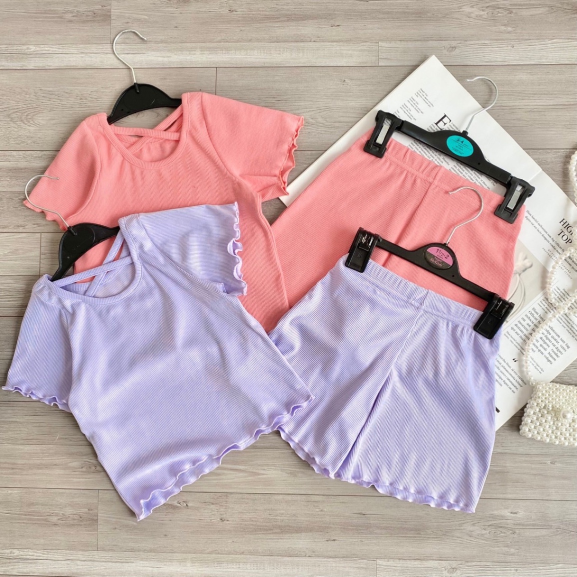 SET 2 BỘ TĂM BÈO TÍM HỒNG DÂY LƯNG