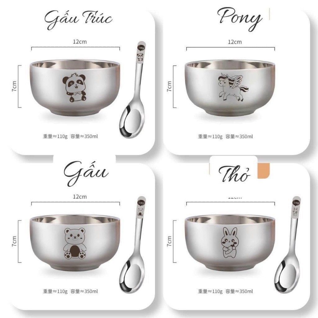 BÁT NHÔM TẶNG THÌA HOẠT HÌNH CHO BÉ