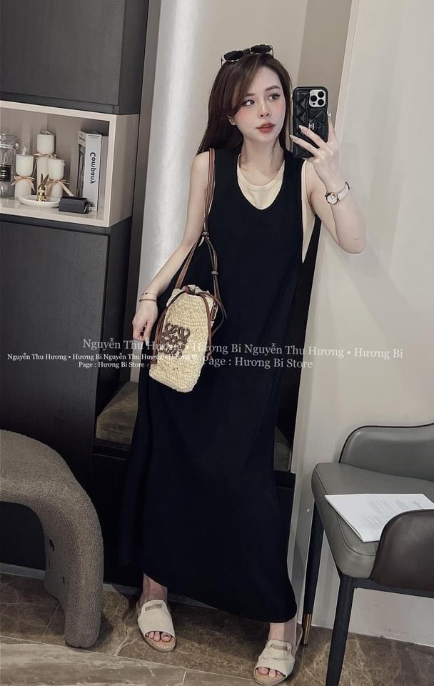 VÁY TĂM XUÔNG ĐEN PHỐI TRẮNG