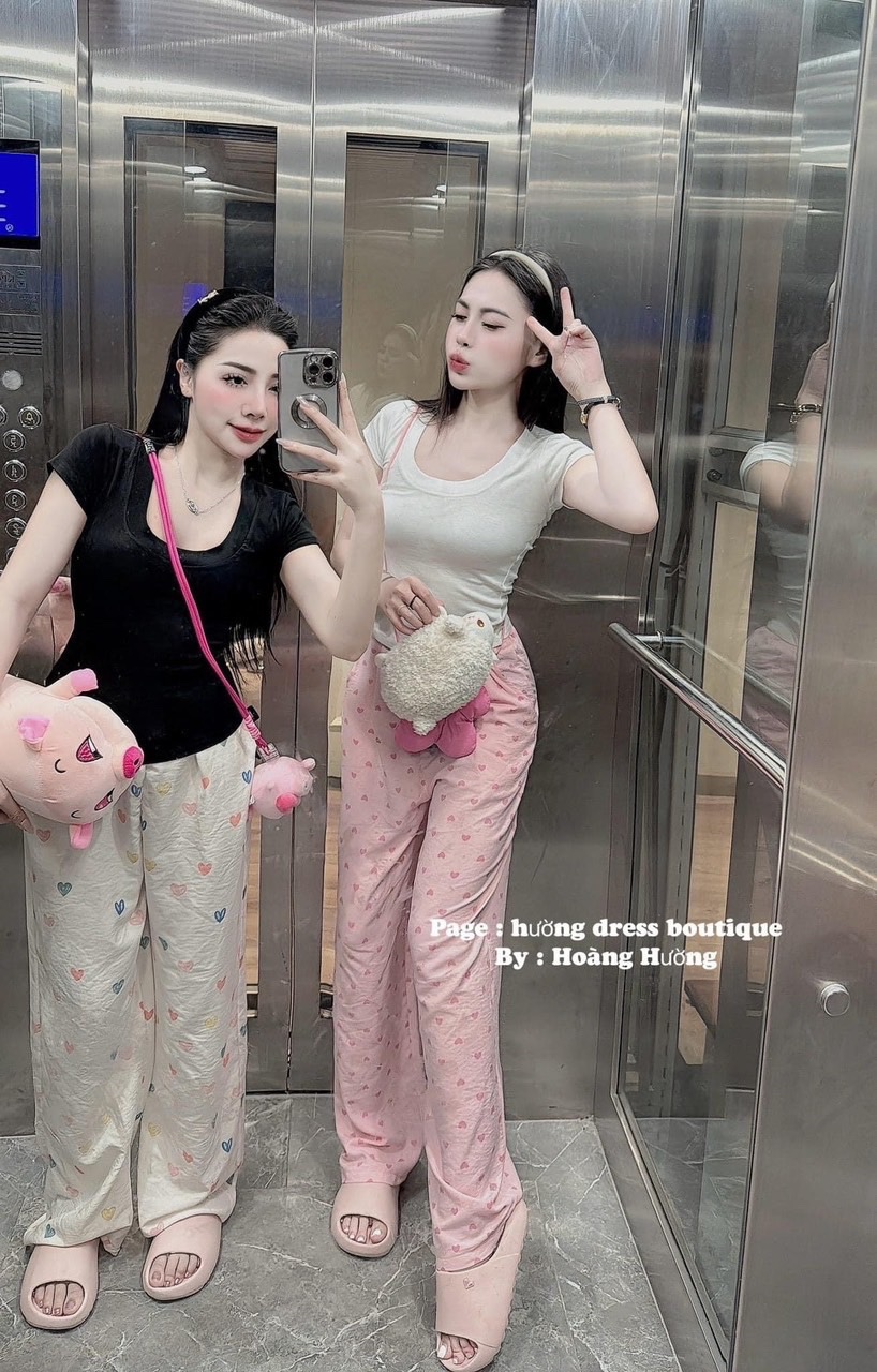 SET ÁO CỔ U TĂM MIX QUẦN HOẠ TIẾT