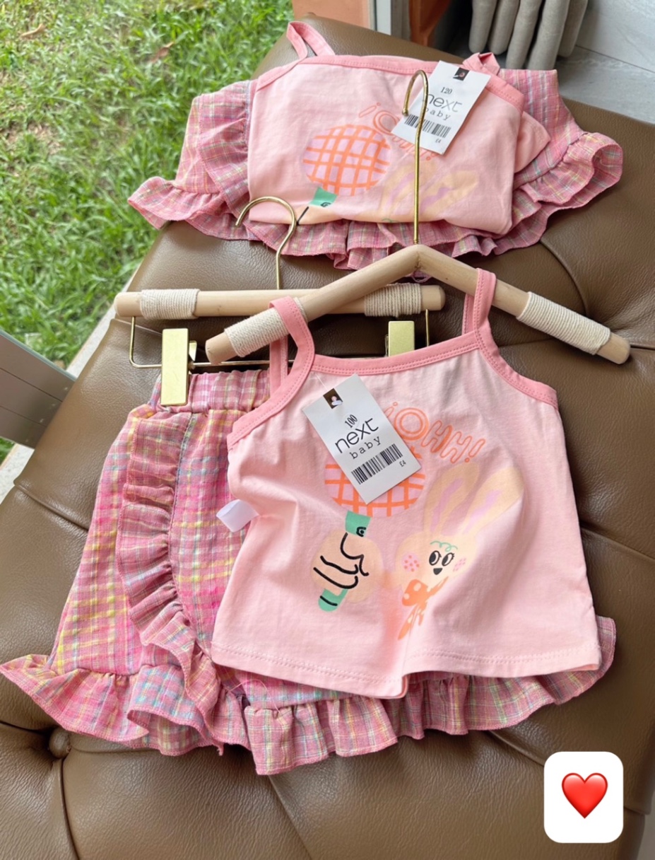 SET ÁO THỎ 2 DÂY MIX CHÂN VÁY CARO