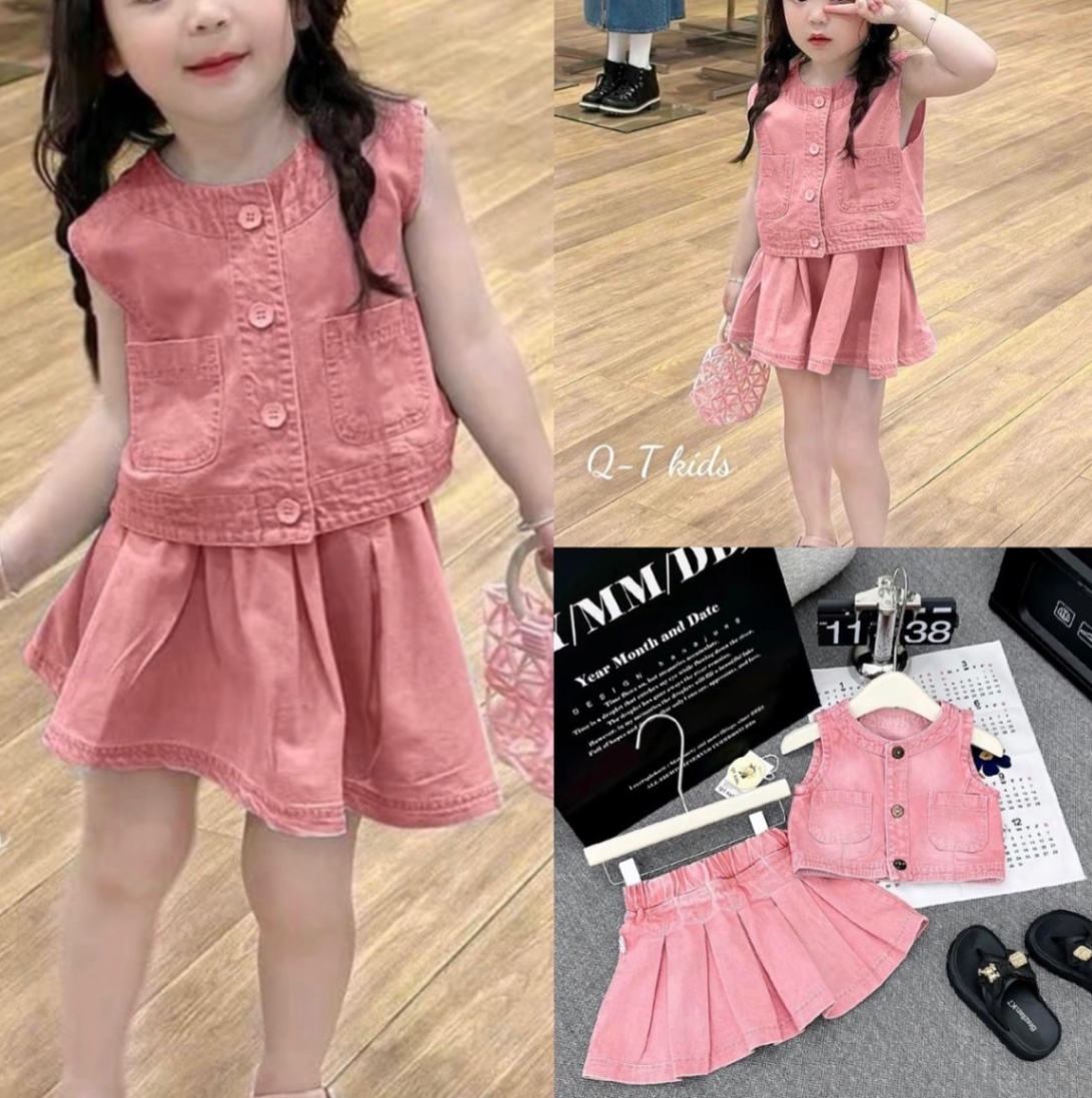 SET JEAN HỒNG PHẤN CHO BÉ GÁI