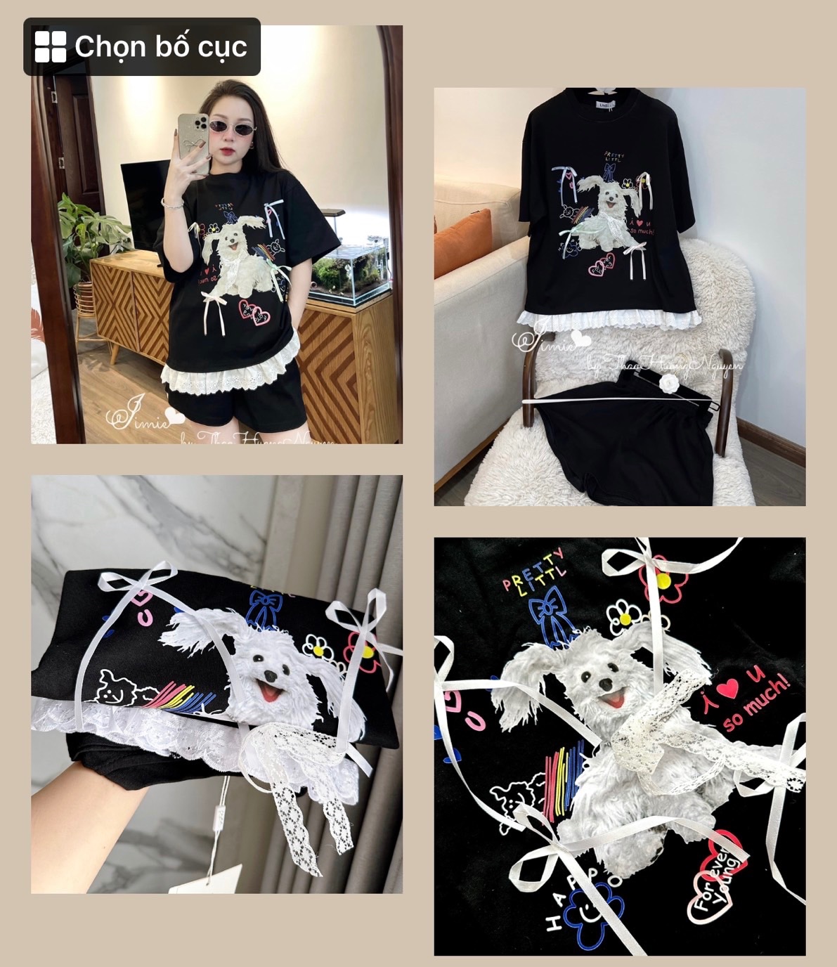 SET BỘ CÚN ĐÍNH NƠ