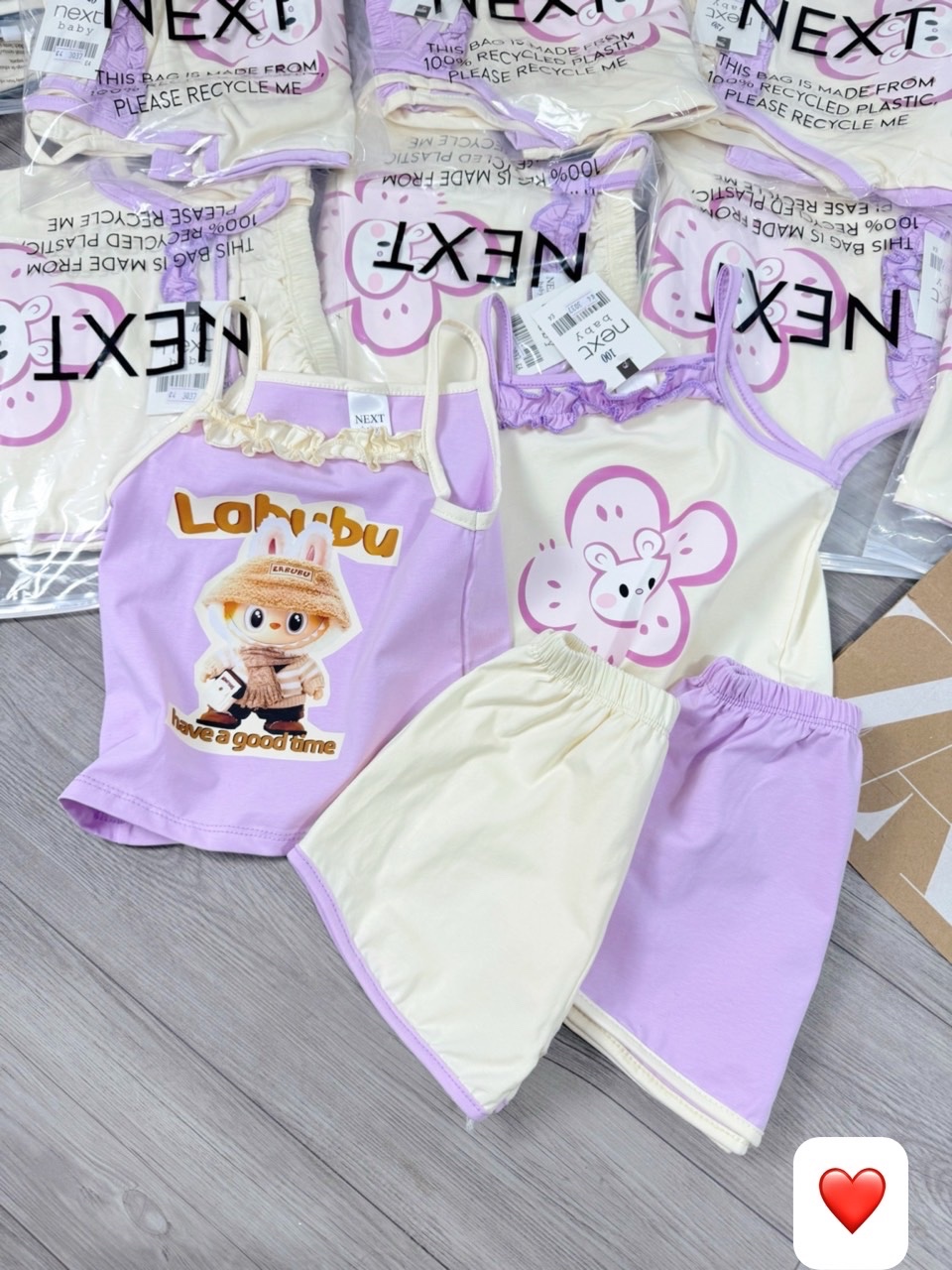 SET 2 BỘ LABUBU TONE TRẮNG TÍM NHẠT