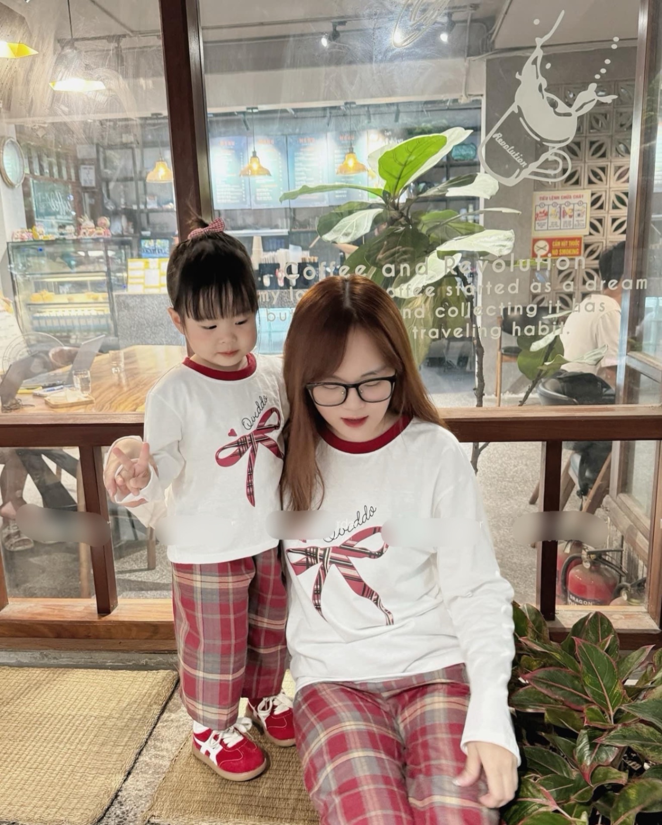 SET NƠ MIX QUẦN CARO MẸ
