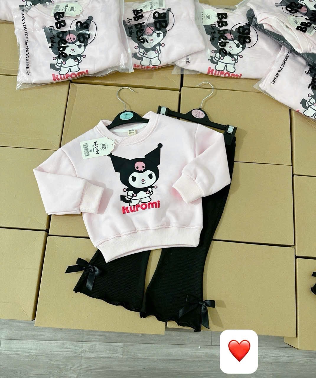 bộ nỉ kuromi quần tăm loe