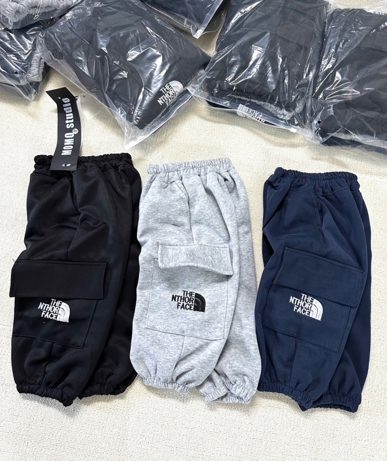 set 3q túi hộp nỉ 2 da tone xanh