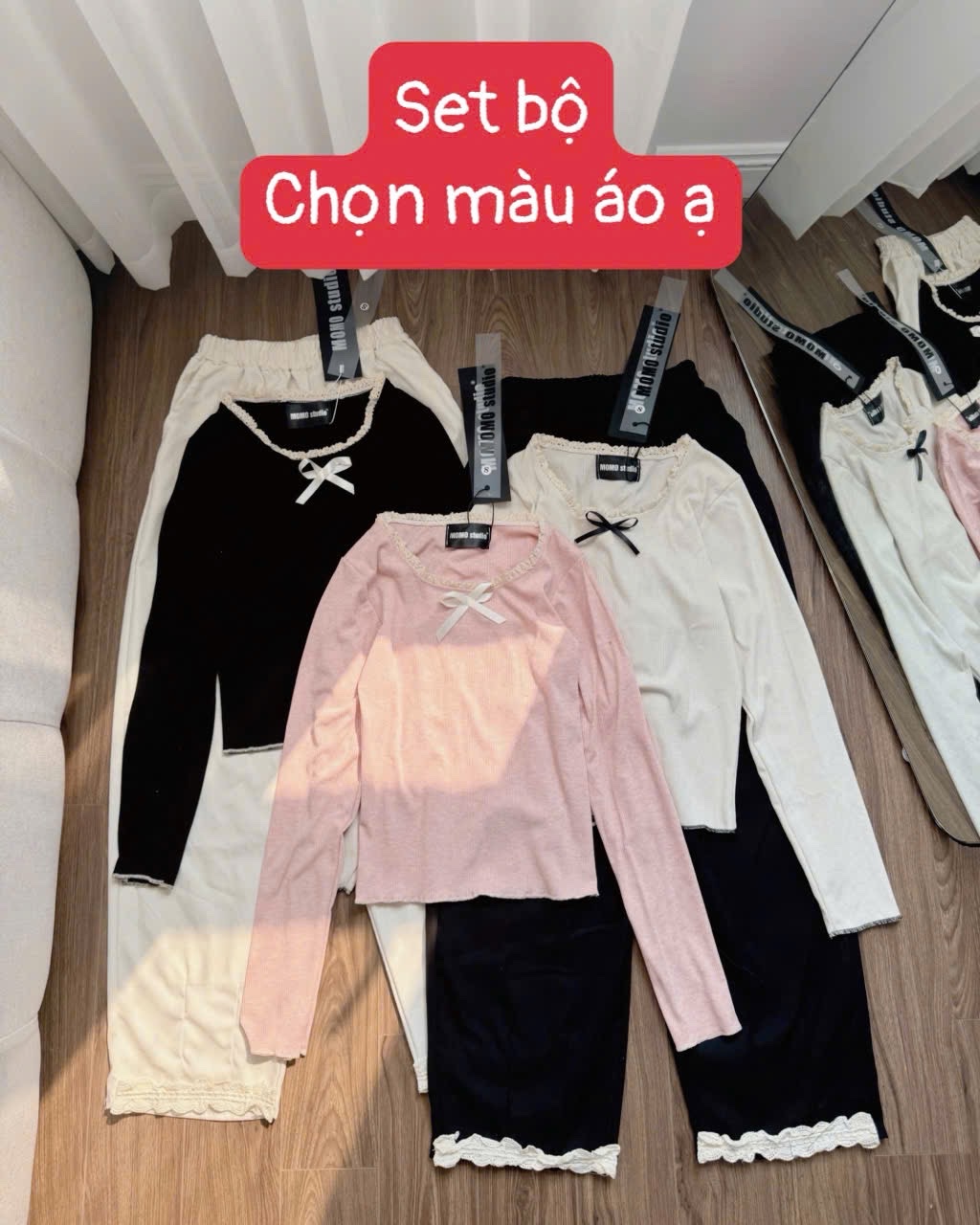 set áo cổ nơ quần dài