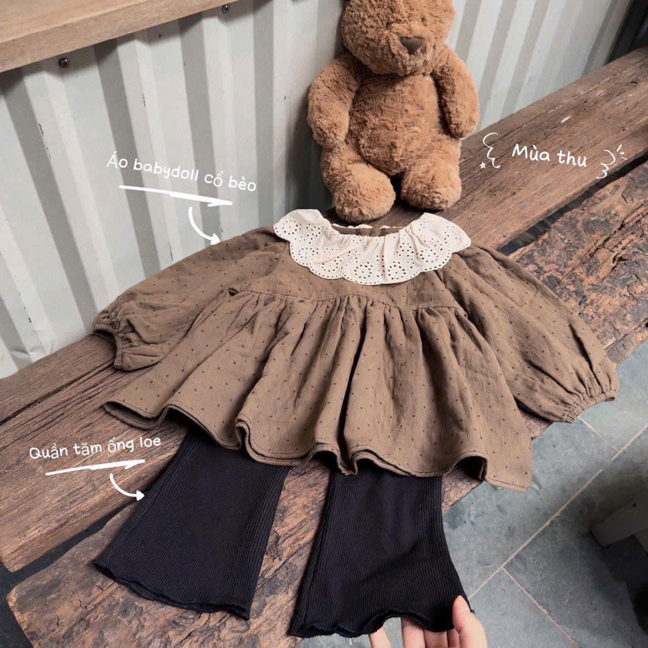 set áo babydoll quần loe