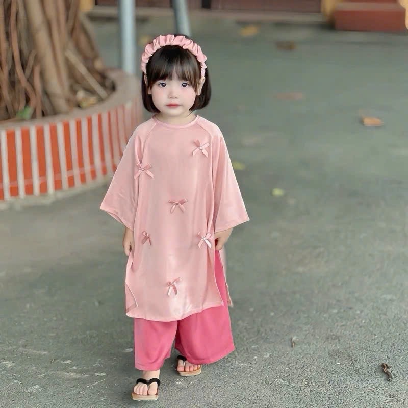 set áo dài lụa ngọc trai