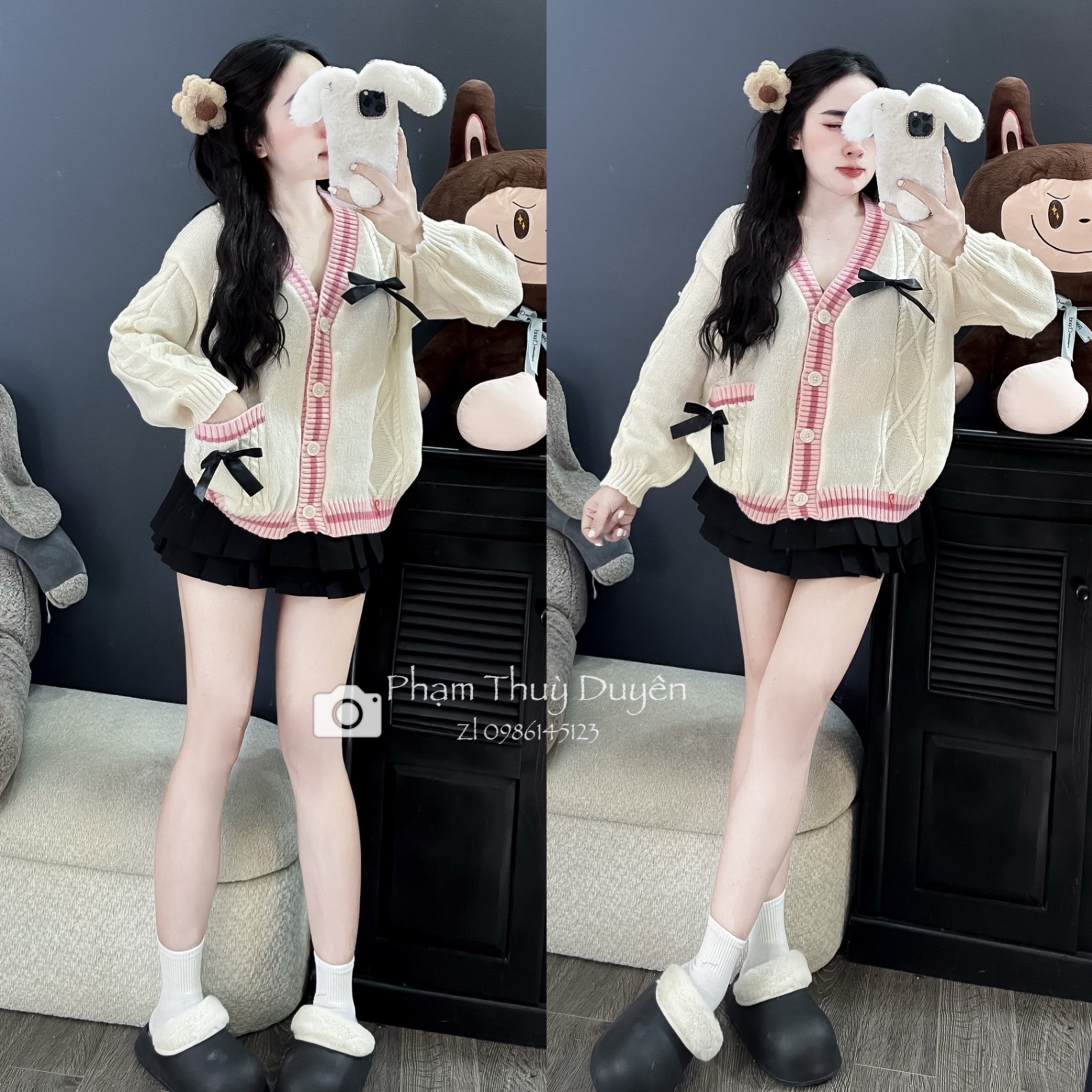 khoác len thừng nơ