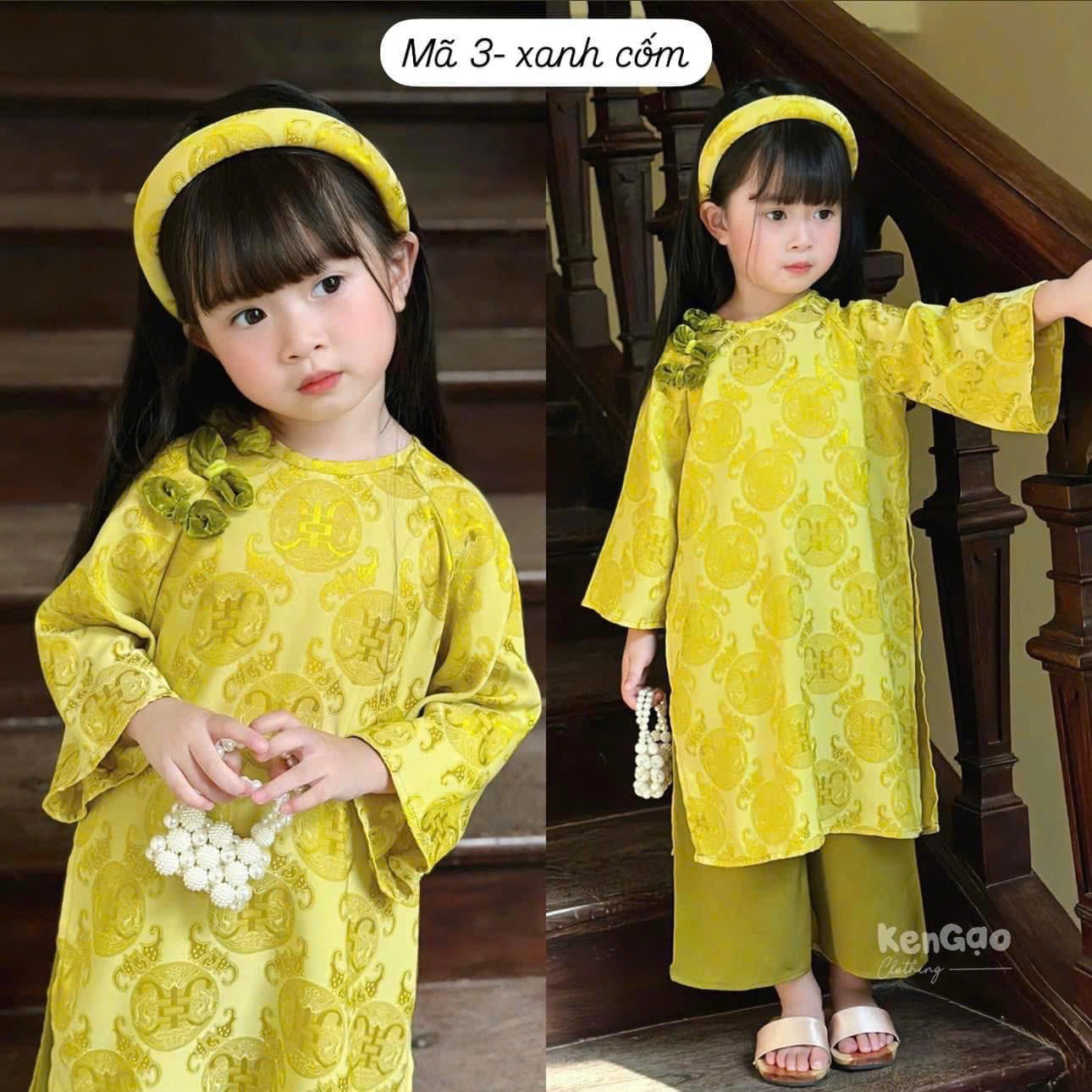 set áo dài gấm chữ thọ có 4 màu