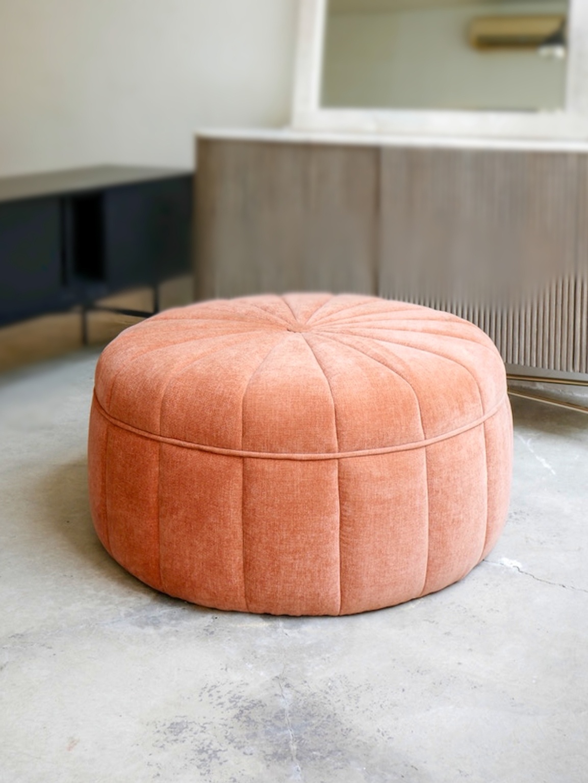 Round Orange Ottoman