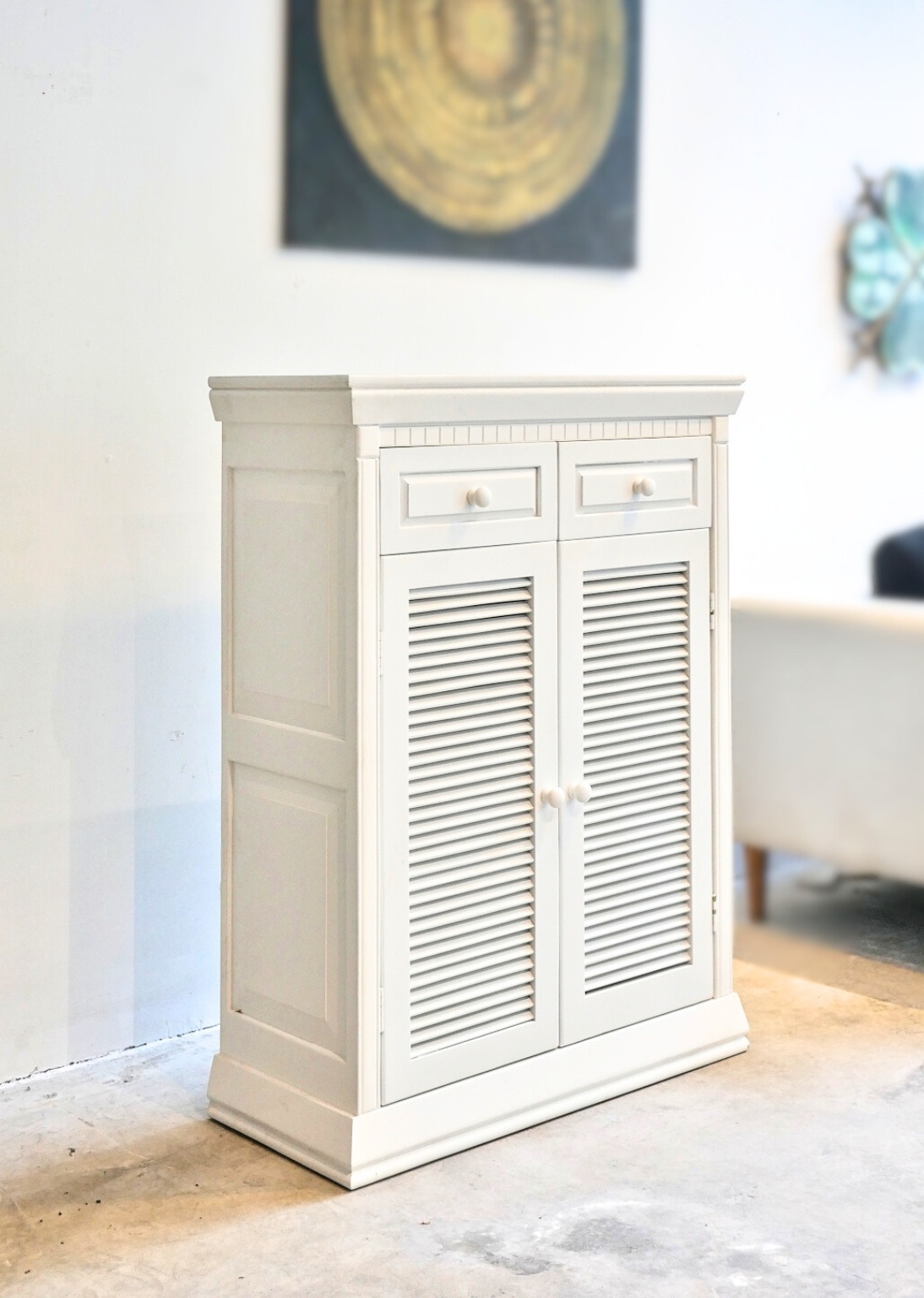 White Rubber Wood Shoe Cabinet