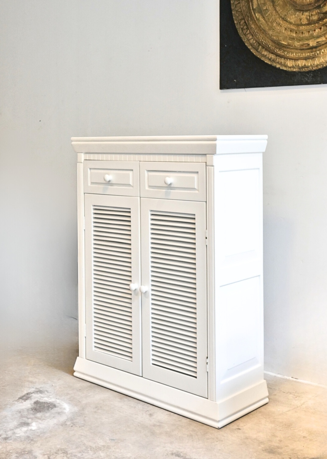 White Rubber Wood Shoe Cabinet