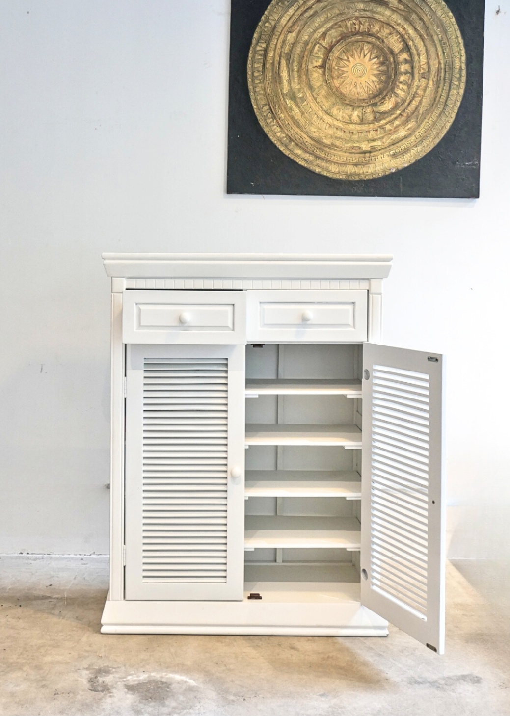 White Rubber Wood Shoe Cabinet