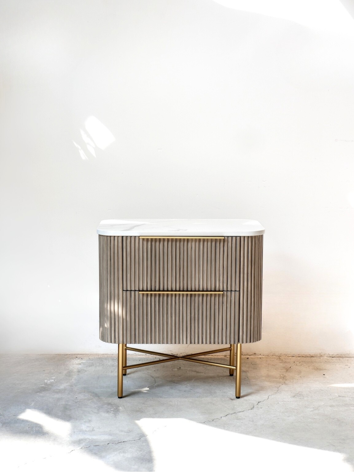 Wooden & Iron Bed Side Cabinet