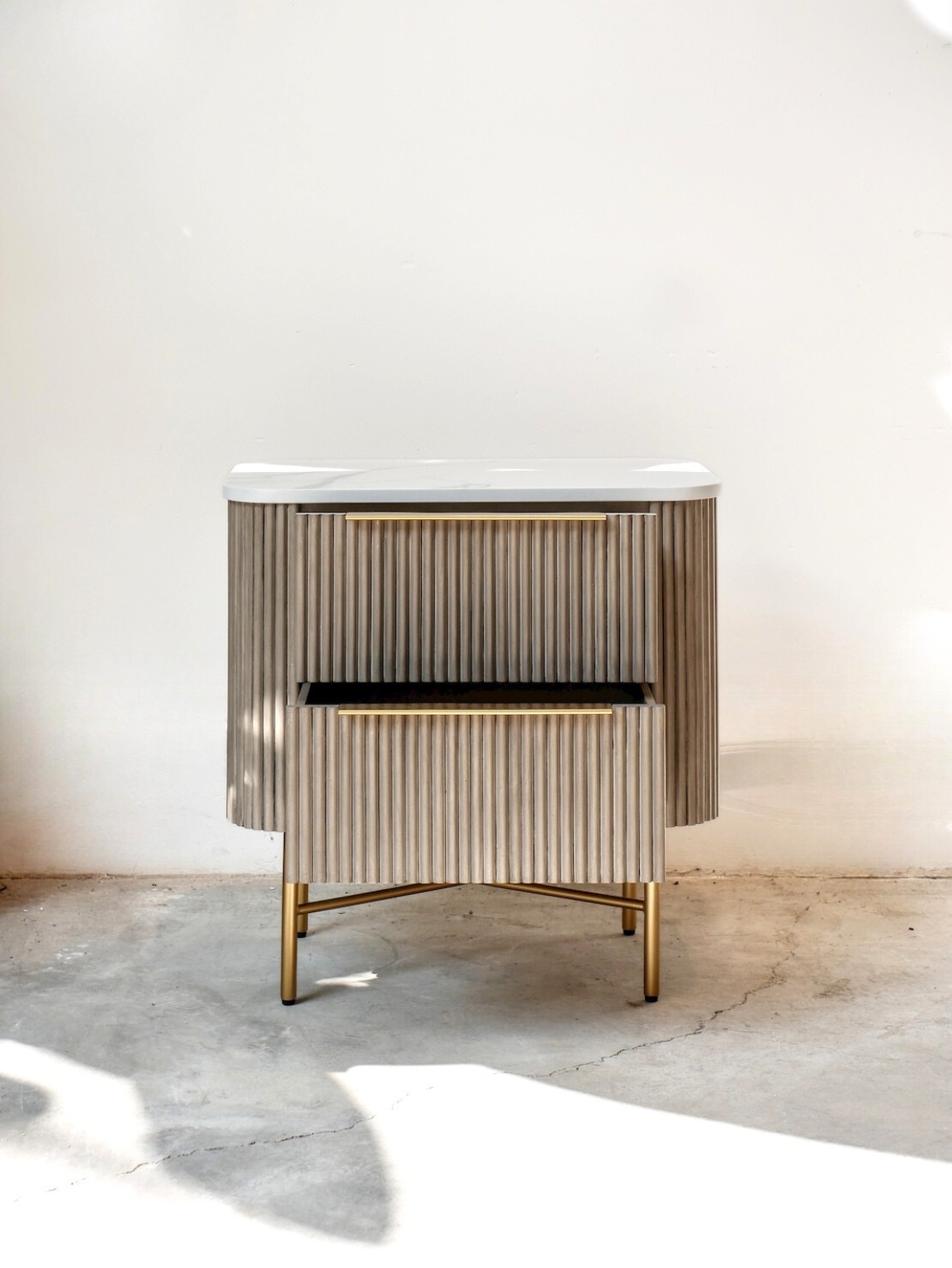 Wooden & Iron Bed Side Cabinet
