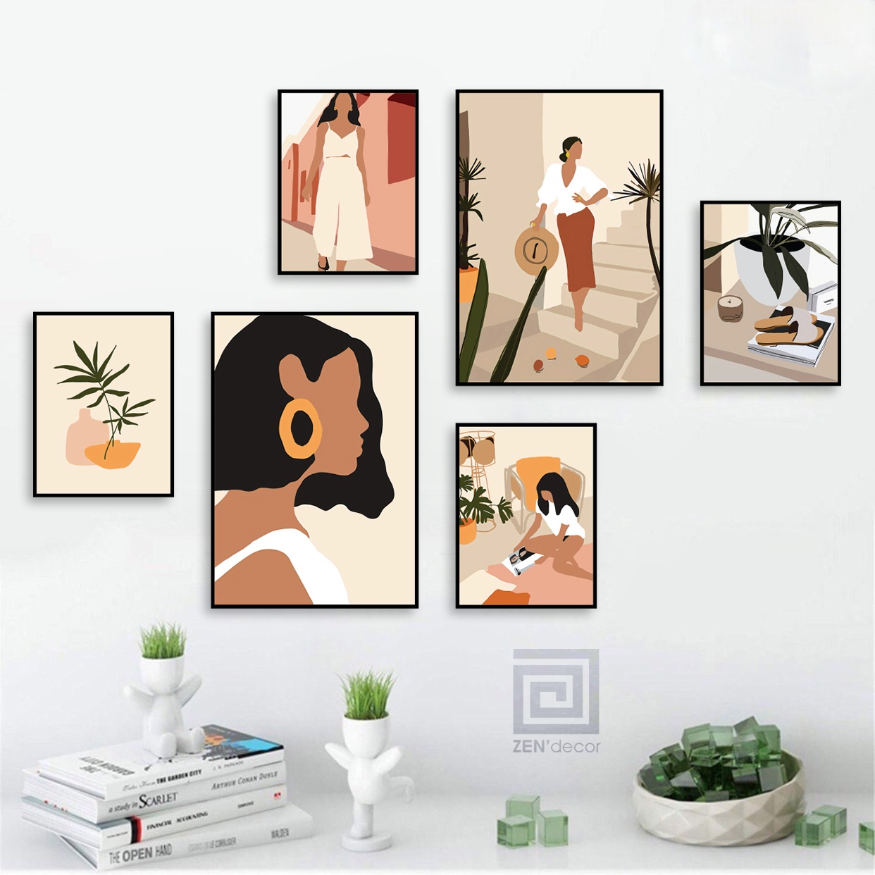Bộ 6 tranh tối giản hình cô gái thời trang - SD22