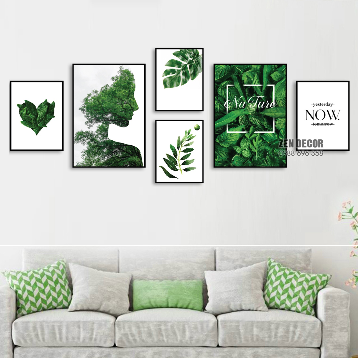 Bộ 6 tranh lá cây, mặt người - SD07