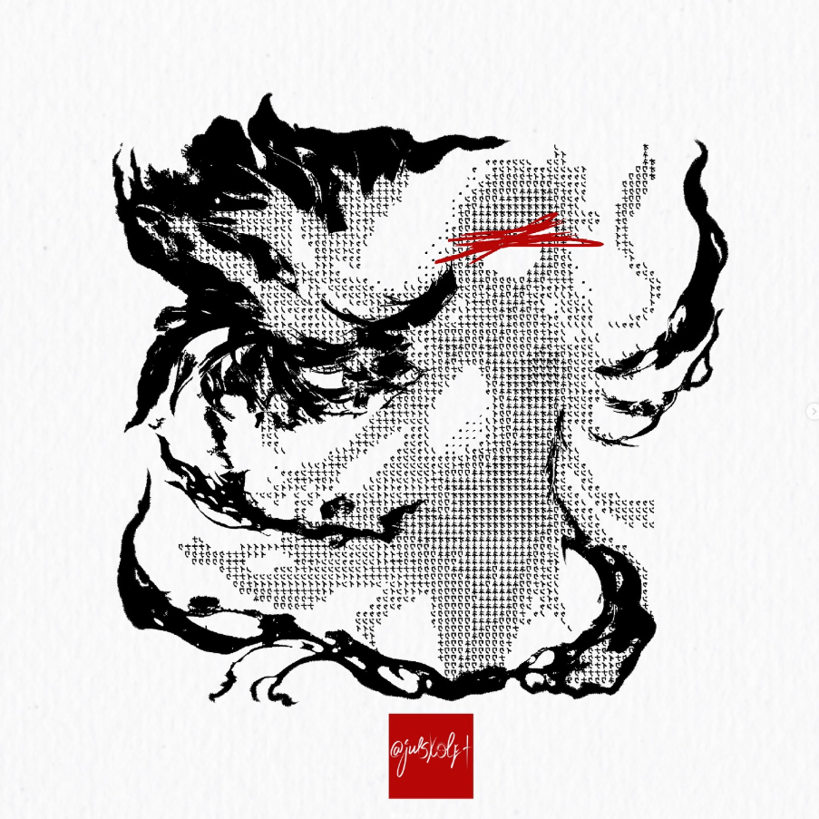 ASCII Anime Texture Tattoo in Saigon – Featuring Russian Artist Juls Kolet