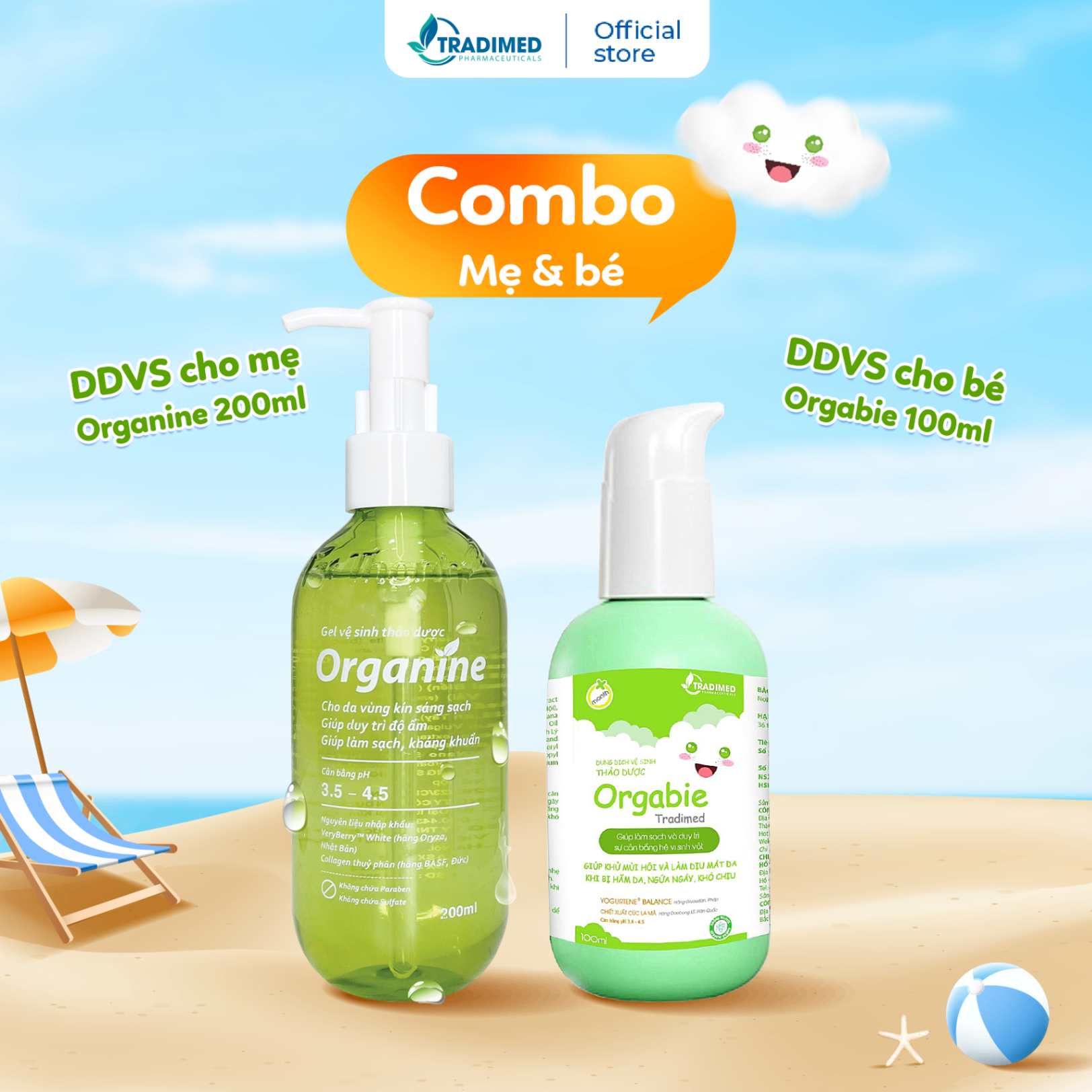 Combo dung dịch vệ sinh Organine (200ml) & Orgabie (100ml)