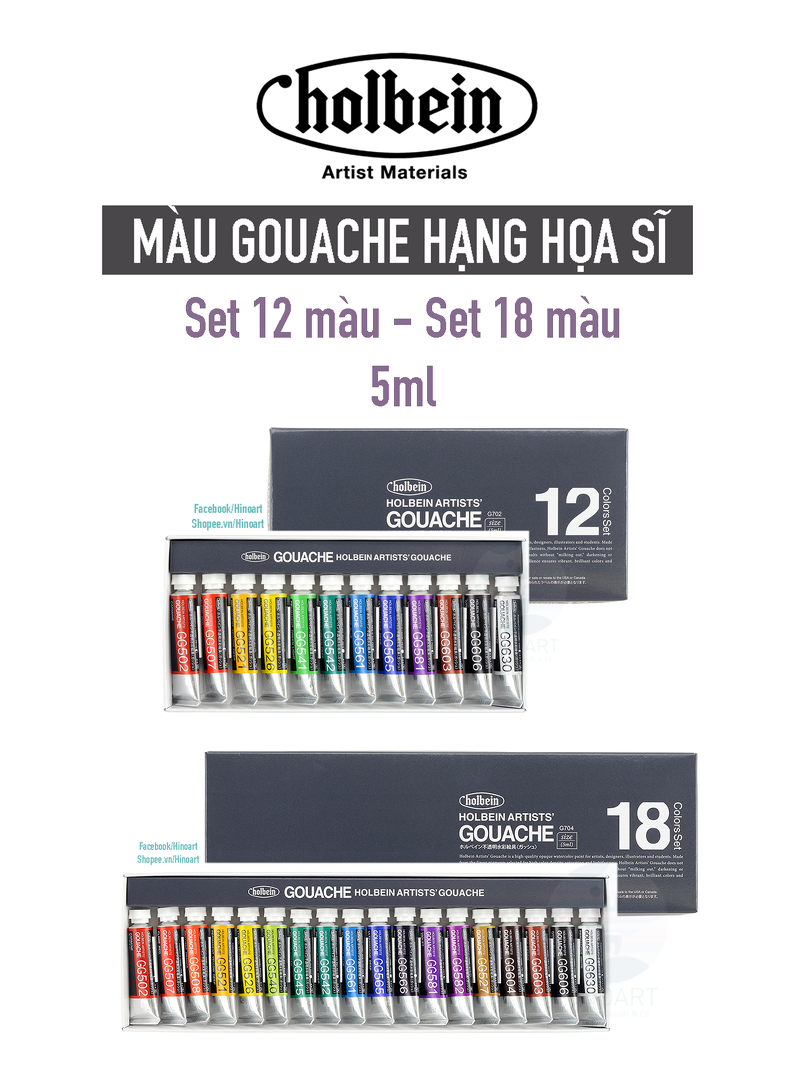 Bộ màu Gouache Holbein Artist 5ml