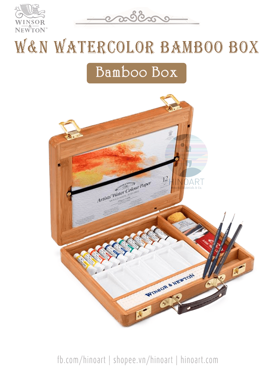 Set màu nước Winsor & Newton Professional Bamboo Box - 12 màu tuýp 5ml