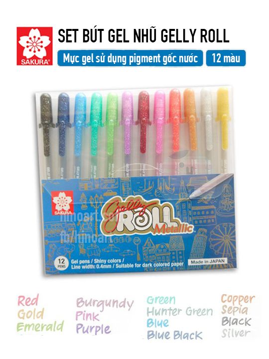 Bộ bút gel Gelly Roll Metallic 12 màu