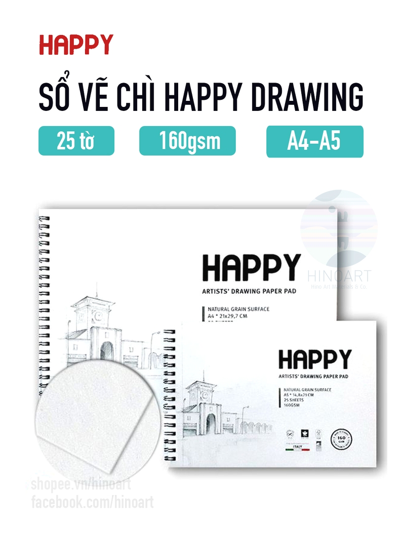 Sổ Sketchbook chì, than Happy 160gsm