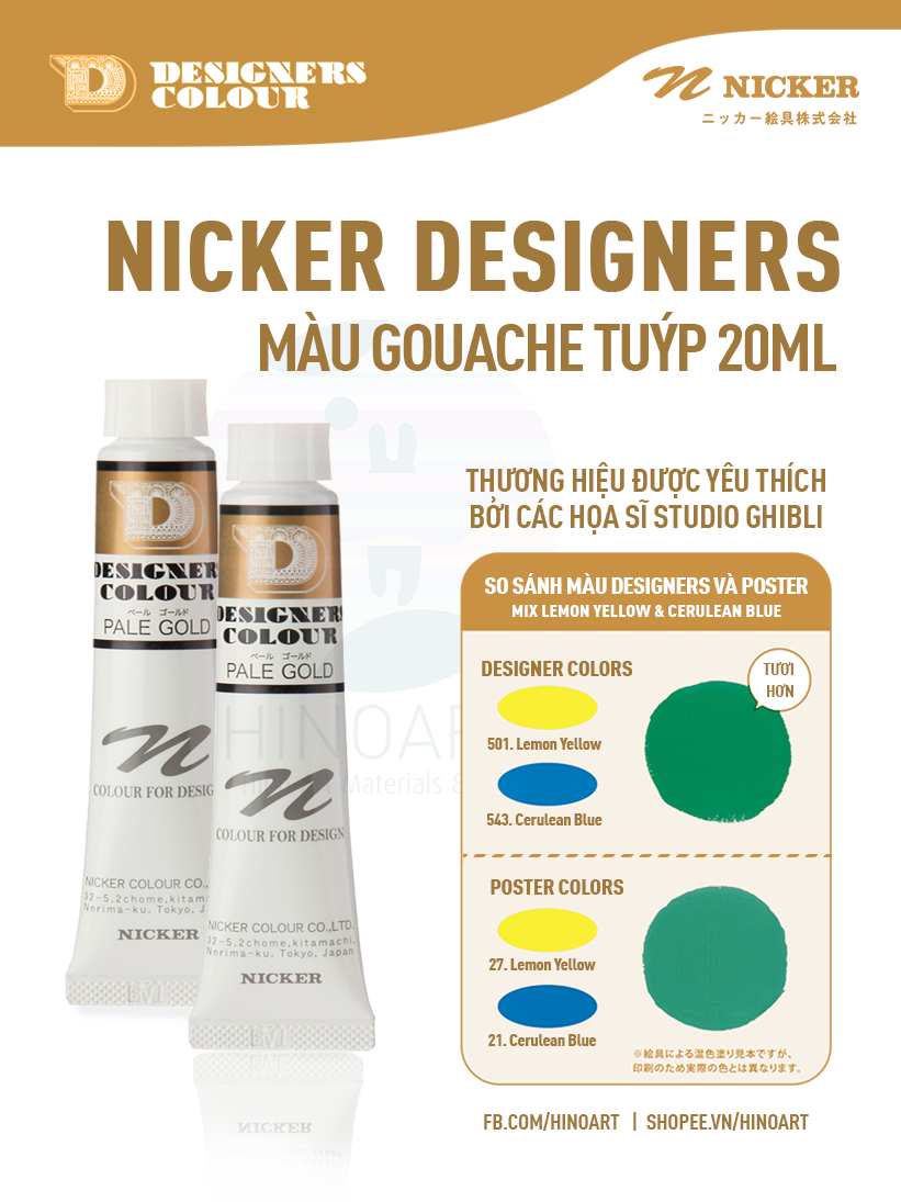 Màu gouache Nicker Designers tuýp 20ml - Tông màu nhũ