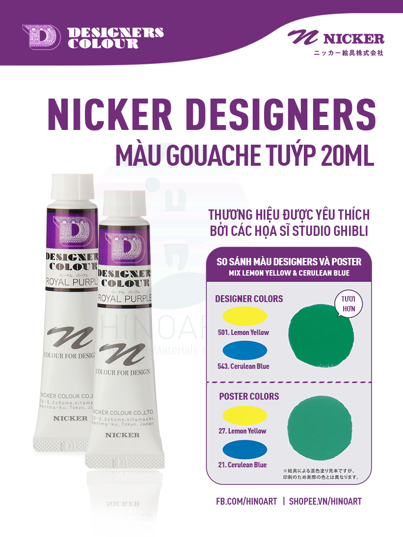 Màu gouache Nicker Designers tuýp 20ml - Tông tím